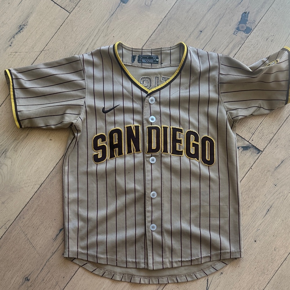 Nike Kids Padres Tatis Brown Pinstripe Jersey